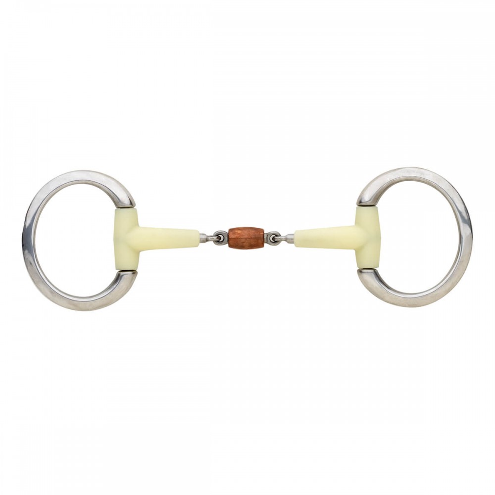 Mors Double Brisure PFIFF 12,5 Cm - 2 Anneaux, Résine Parfumée Pomme - Rouleau Central Mobile - Pour Chevaux
