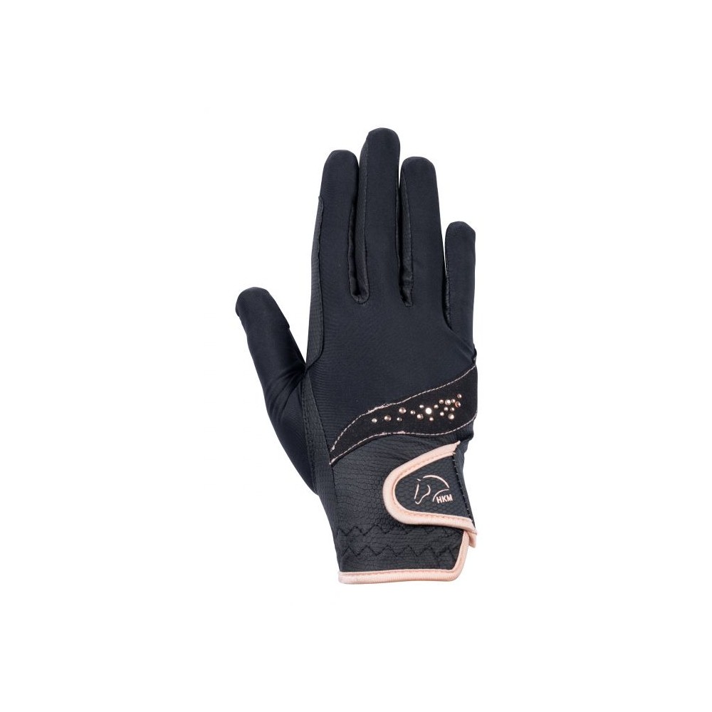 Gants Rosegold glamour HKM Noir • Sud Equi'Passion