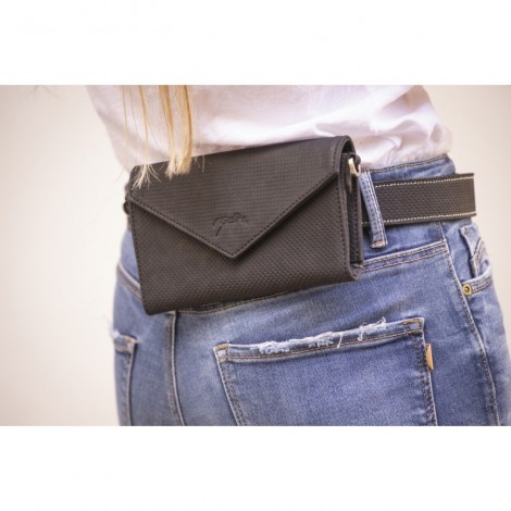 Phone Pocket en cuir perforé PENELOPE LEPREVOST Noir • Sud Equi'Passion