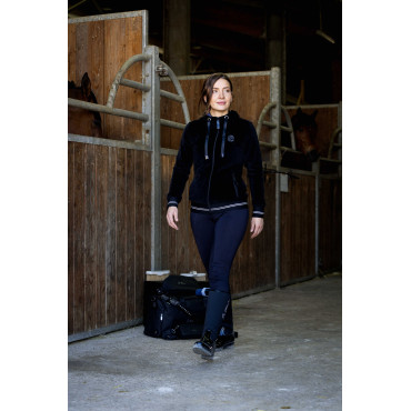 Sweat zippé à capuche femme Coline Velvet JTM EQUITHEME Noir