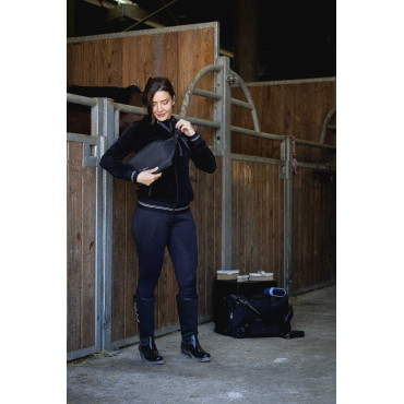 Sweat zippé à capuche femme Coline Velvet JTM EQUITHEME Noir