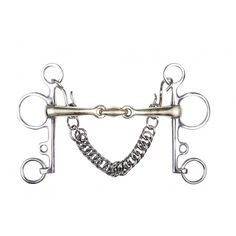 Mors Pelham en maillechort 16mm, chaîne 7cm HKM • Sud Equi'Passion