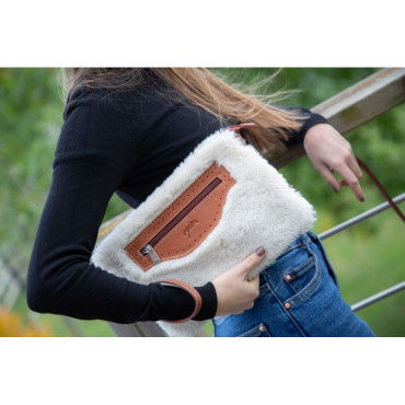 Sac Pochette Emilie PENELOPE LEPREVOST Ecru/Cognac