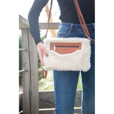 Sac Pochette Emilie PENELOPE LEPREVOST Ecru/Cognac