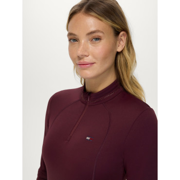 Haut technique ML femme Cady Rhinestone TOMMY HILFIGER Bordeaux