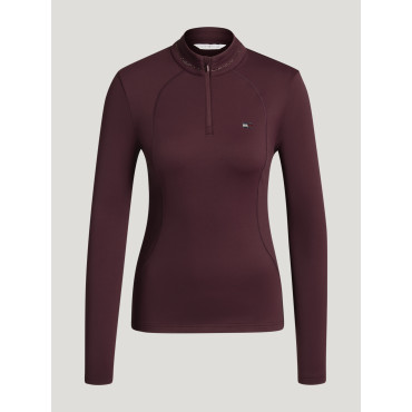 Haut technique ML femme Cady Rhinestone TOMMY HILFIGER Bordeaux