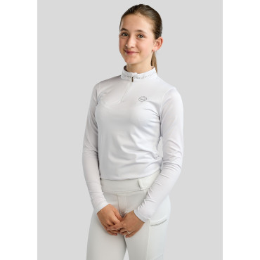 Polo de concours ML junior Everline Golden Quartz MONTAR Blanc • Sud Equi'Passion