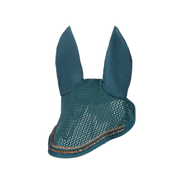 Bonnet anti-mouches Rosegold Glamour Style HKM Pétrole/Rosegold • Sud Equi'Passion